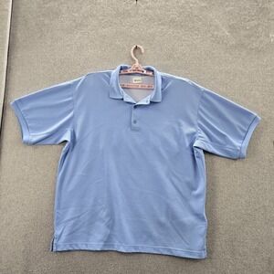 Columbia Men Polo L Light Blue Logo Short Sleeve PFG Peformance Fishing Gear
